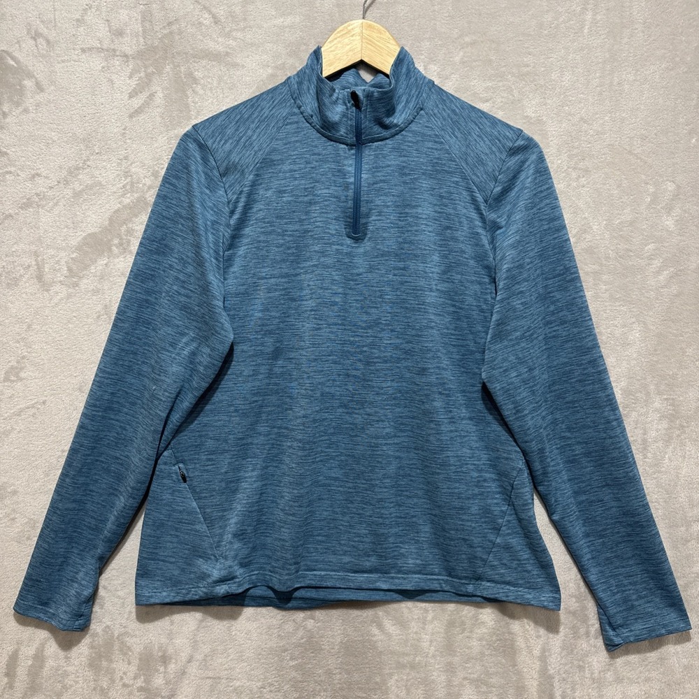 REI Coop Quarter-zip Pull Over Women's L Blue Mock Neck Long Sleeve Outdoor